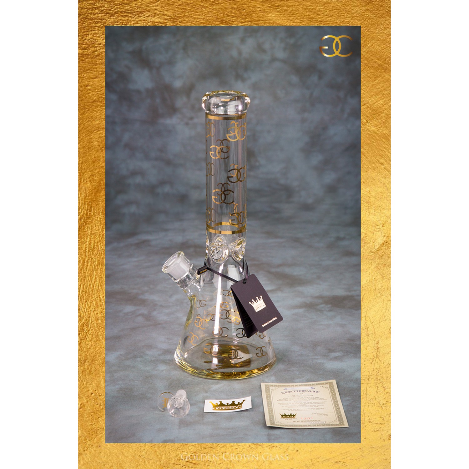 The 24K Gold Emblem Waterpipe 14" by GOLDEN CROWN